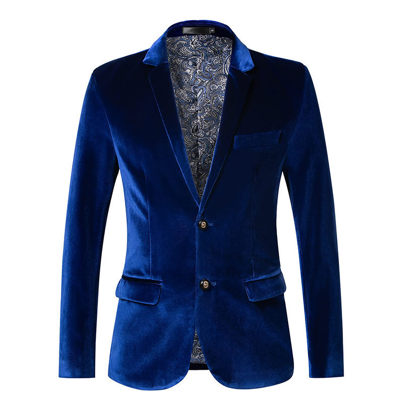 Herren Samt Sakko Slim Fit Formell Und Freizeit Jacke Elegant_voghion.com