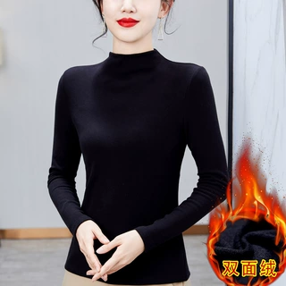 半高领双面绒打底衫女秋冬内搭保暖2026新款长袖女装上衣洋气