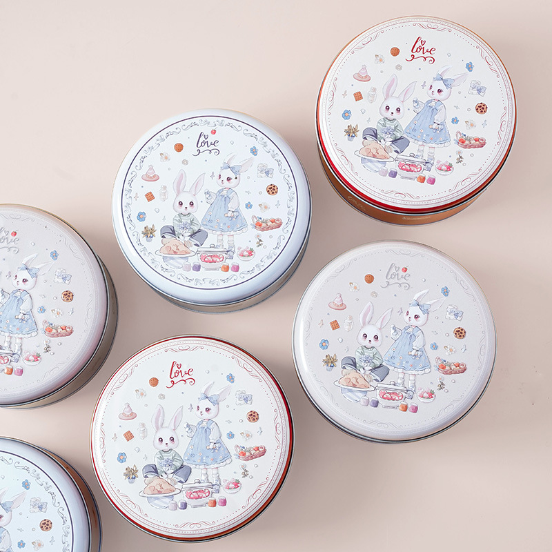 圆形食品马口铁盒蛋糕铁罐甜品糖果收纳盒曲奇饼干铁罐包装盒现货