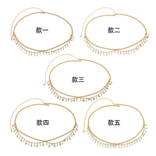 European and American cross-border jewelry simple rhinestone multi-layer body chain beach shell butterfly tassel waist chain bodychain