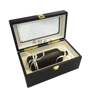 白酒木盒 厂家定制单支装保健酒礼盒 哑光喷漆虫草药酒盒子 box