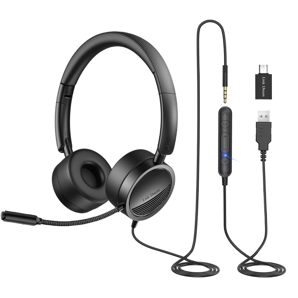 Цифровое декодирование USB-гарнитура для трафика Компьютерное управление проводом Гарнитура для обслуживания клиентов Гарнитура для онлайн-класса Офисная электрическая контактная гарнитура