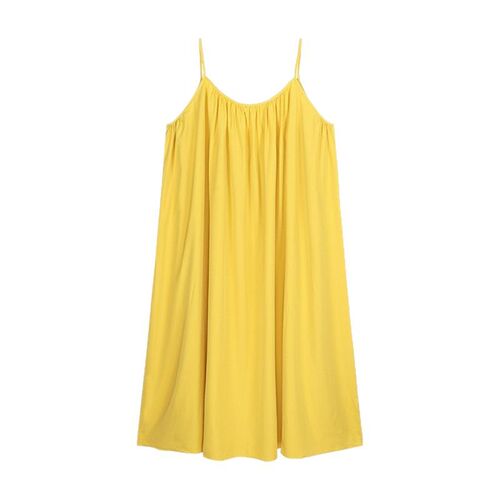 Beach vacation sexy backless suspender dress for women's summer new loose a-line dress gentle yellow long dress