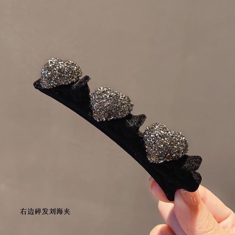 红色爱心植绒编发发夹女2025新款碎发整理神器公主头侧边抓夹发饰|undefined