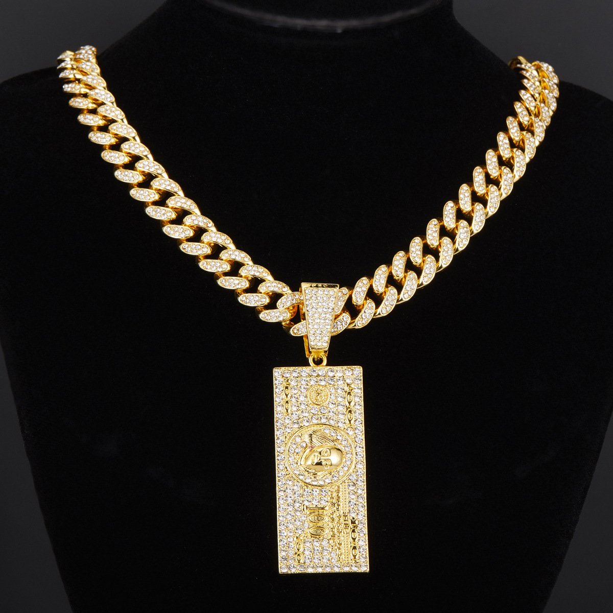 Ensemble de colliers Hip Hop avec pendentif en diamant, personnalité cubaine pour hommes, tendance, Dollar américain, accessoires Yiwu_voghion.com