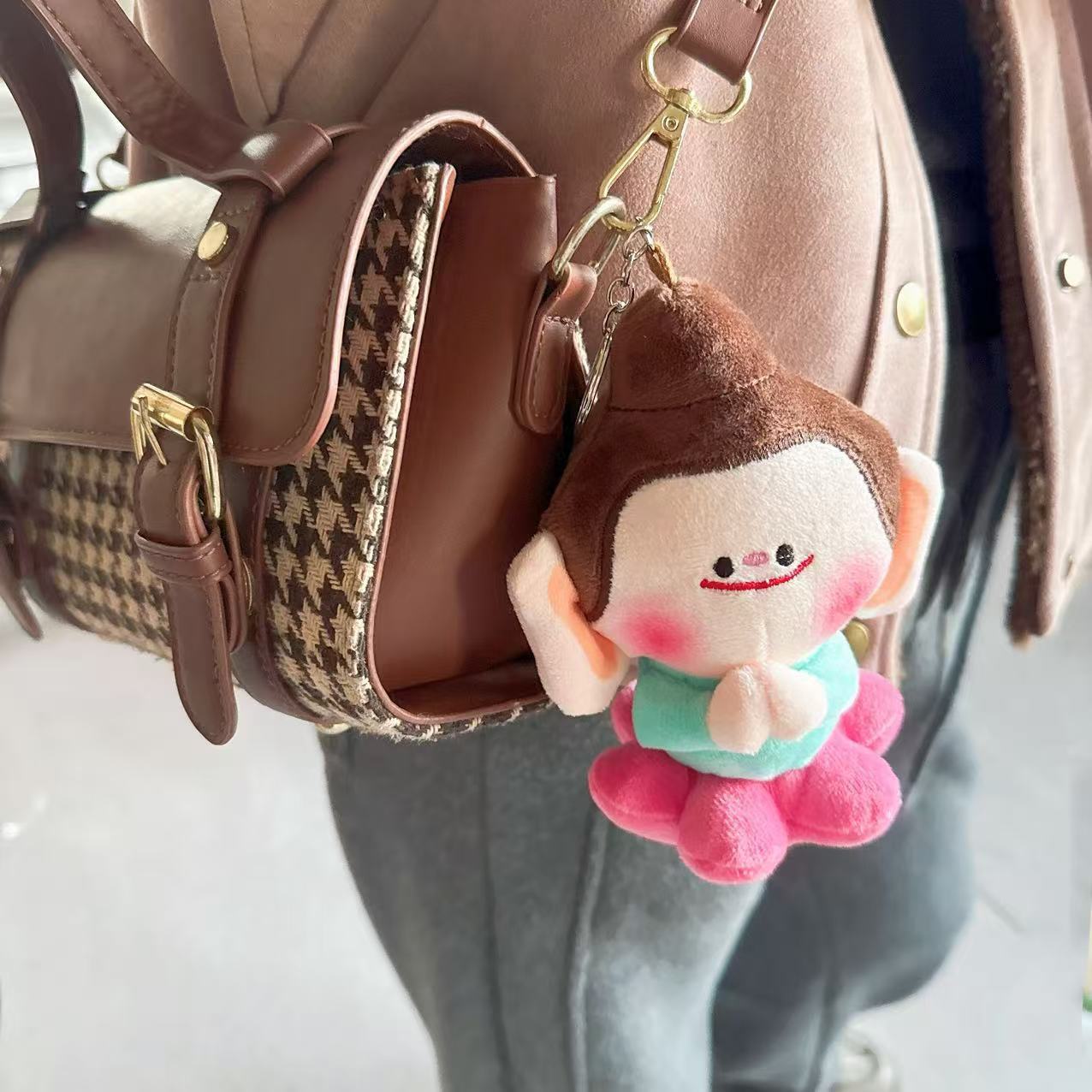 Celebridades de Internet lindo y lindo loto pequeño Buda colgante peluche muñeca Buda pequeño compañero bolso colgante llavero muñeca de trapo