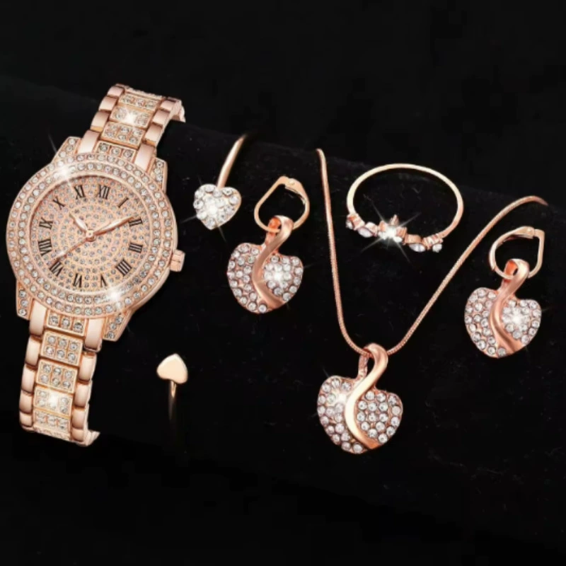 Casual Bracelet and Quartz Watch Set, Fashion Jewelry, Multiple Colors, 23.5 cm