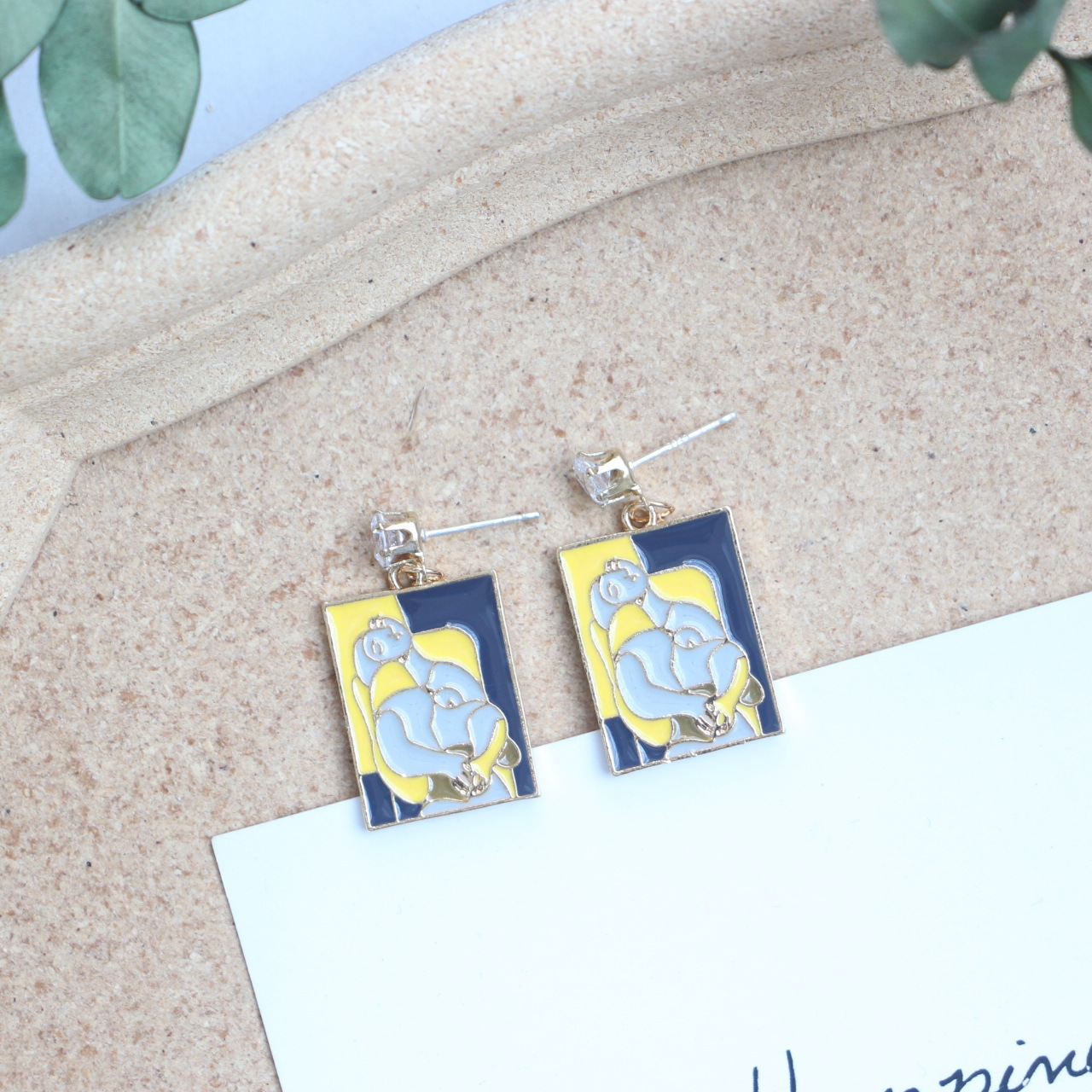 1 Pair Casual French Style Geometric Enamel Alloy Drop Earrings display picture 4