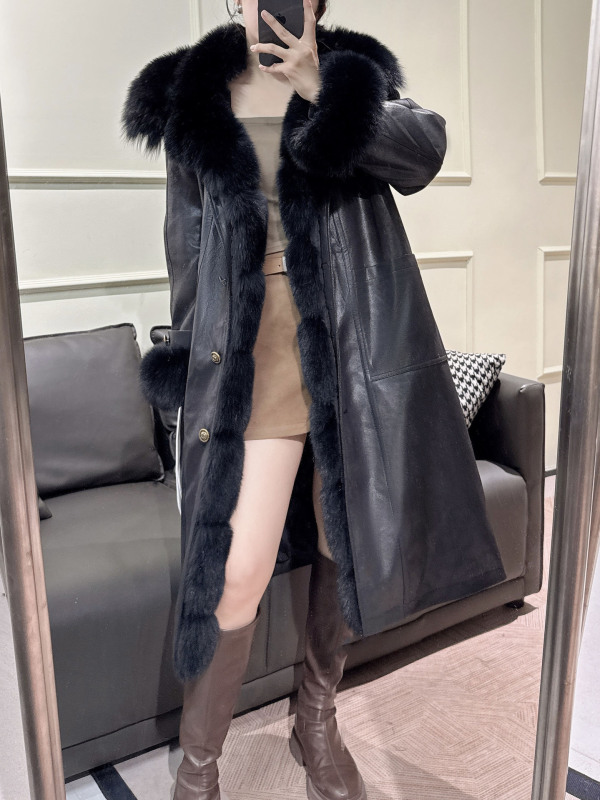 实拍新款鹅绒服狐狸毛大衣一件代发女士长款派克服大码皮草外套|undefined