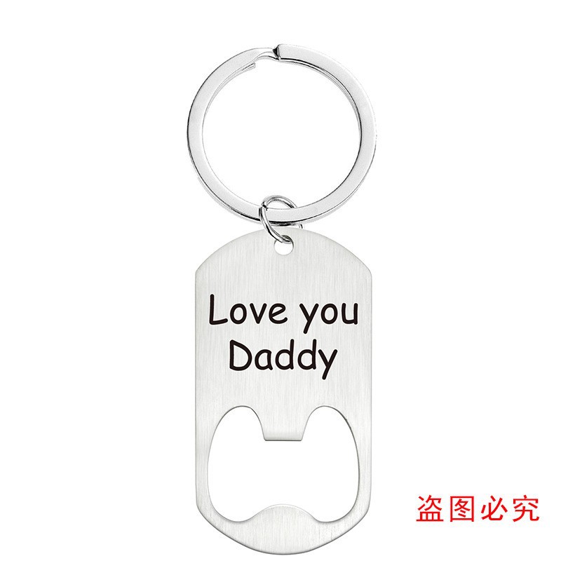 Stainless Steel Keychain Bottle Opener Laser Engraving Keychain Father's Day Gift Father's Day Keychain Ml0