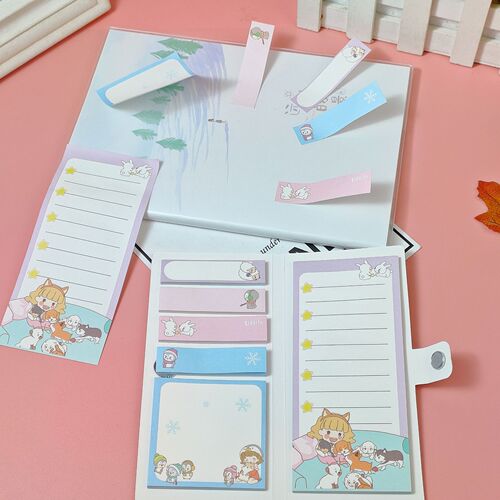 Creative and cute student stationery sticky notes cartoon hot stamping note paper magnetic buckle notepad tearable sticky notes wholesale