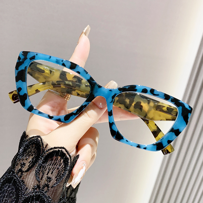 Vintage gafas transfronterizas de estilo europeo y americano estampado de leopardo envasado de flores viejos una sola luz retro tendencia femenina personalidad gran marco gafas viejas
