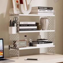 置物架办公桌学生书架桌面书桌收纳分层小型书柜工位洞洞简易