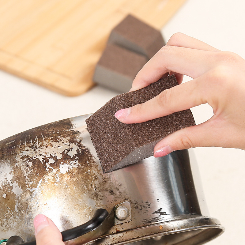Esponja de limpieza de cocina desincrustación de doble cara espesa lavable fondo de la olla escama negra mágica lavabo esponja de diamante limpiador image 1