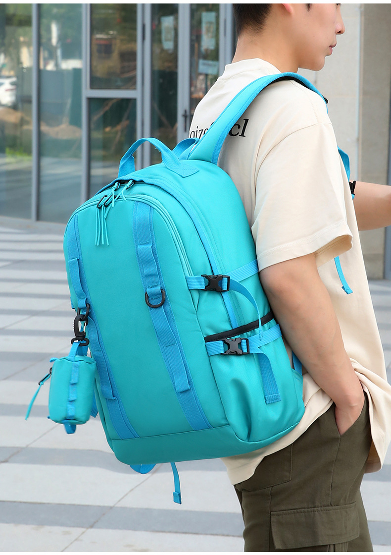 Solid Color Travel Daily School Backpack display picture 3