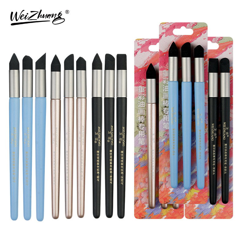 Juego de brochas para pintura al óleo con esponja y pinceles detallados