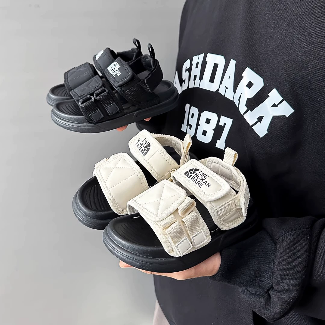 Сандалии для мальчиков 2025 летний новый стиль детская повседневная пляжная обувь для девочек нескользящая мягкая подошва детская обувь