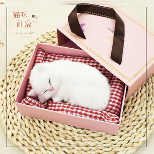 Artificial kitten cat fake cat doll puppet plush toy cat decoration for girlfriend children birthday gift