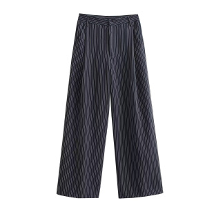 AliExpress 2023 New Style Elegant High Waist Loose Vertical Striped Wide Leg Pants Straight Leg Pants Slim Suit Pants
