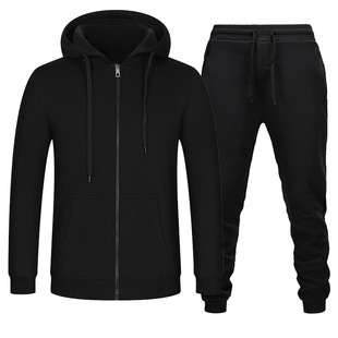 2024 cross-border foreign trade autumn and winter zipper hooded sweater suit casual cardigan suit European size sweater pants