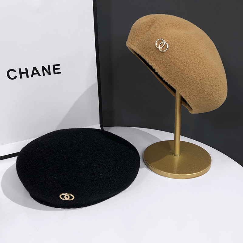 Ull Strikket Beret Kvinners Høst og Vinter Britisk Allsidig Artist Hatt Koreansk Versjon Mote Bud Gresskar Hat Trend_voghion.com