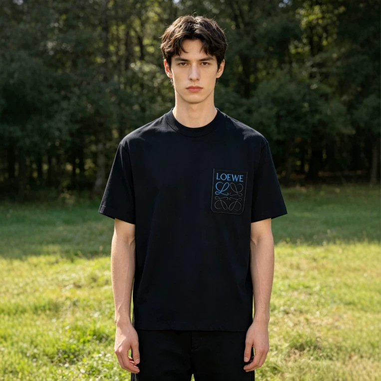 Loewe Embroidered Short-Sleeve T-Shirt Summer Pure Cotton Round Neck T-Shirt Trendy Brand Simple Versatile Couple Style High Quality Loewe Embroidered Short-Sleeve T-Shirt Summer Pure Cotton Round Neck T-Shirt Trendy Brand Simple Versatile Couple Style High Quality