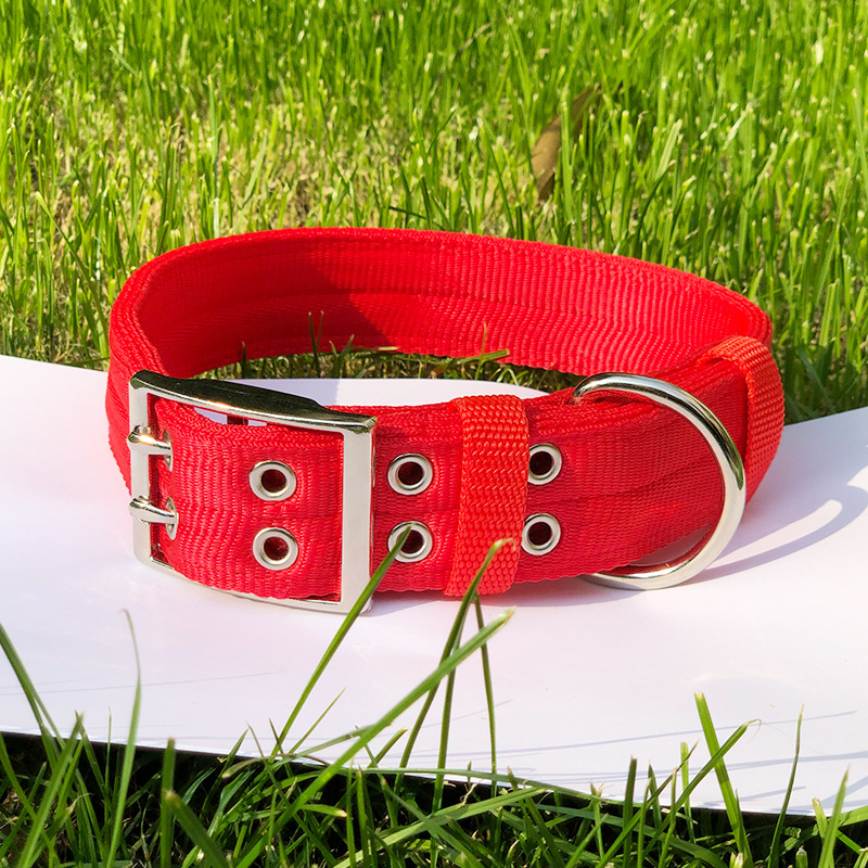 Circunferencia de cuello ajustable al aire libre forro de nailon multicapa sin estrangulamiento cuello resistente a los tirones y a las mordeduras Collar para mascotas de perro al por mayor