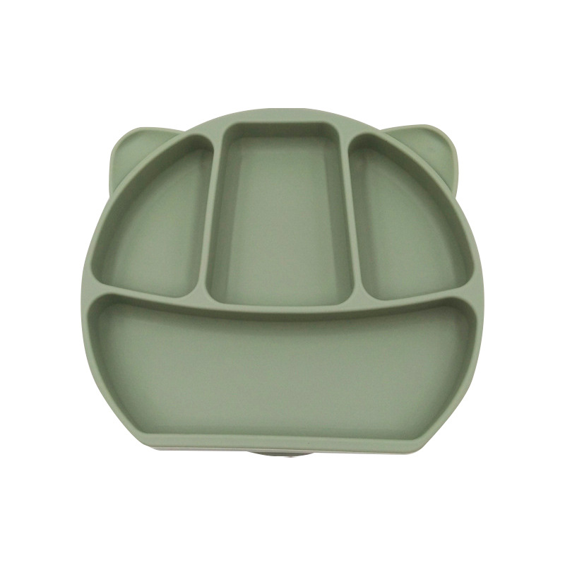 Placa de silicona para niños Panda vajilla de silicona para niños Placa de suplemento de alimentos para bebés cubierta de cuatro platos separados para niños