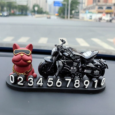 and high-end car temporary parking Nömrəli dayanma kartı - red-french-bulldog-cruise-black-3d-o-style