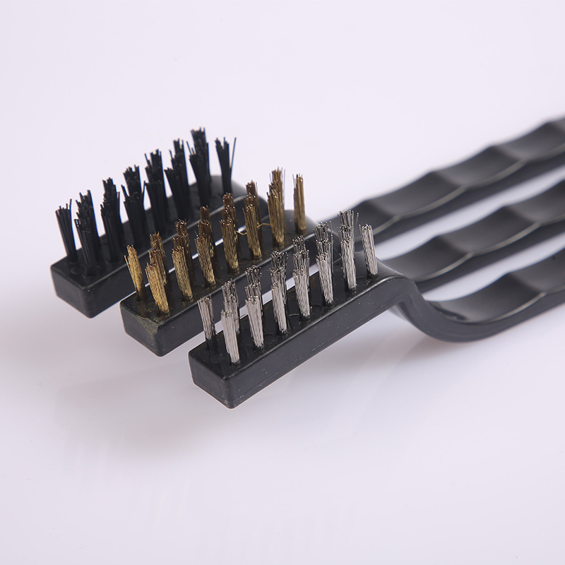 Cepillo de dientes de alambre de acero conjunto de tres piezas cepillo de limpieza de cocina cepillo de desincrustación de metal cepillo de óxido de alambre de acero alambre inoxidable