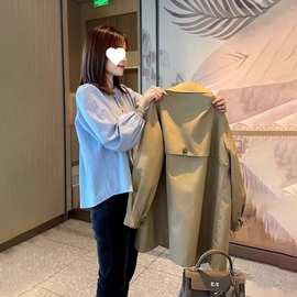 卡其色风衣外套女款春秋2026新款小香风欧货小个子中长款防风上衣
