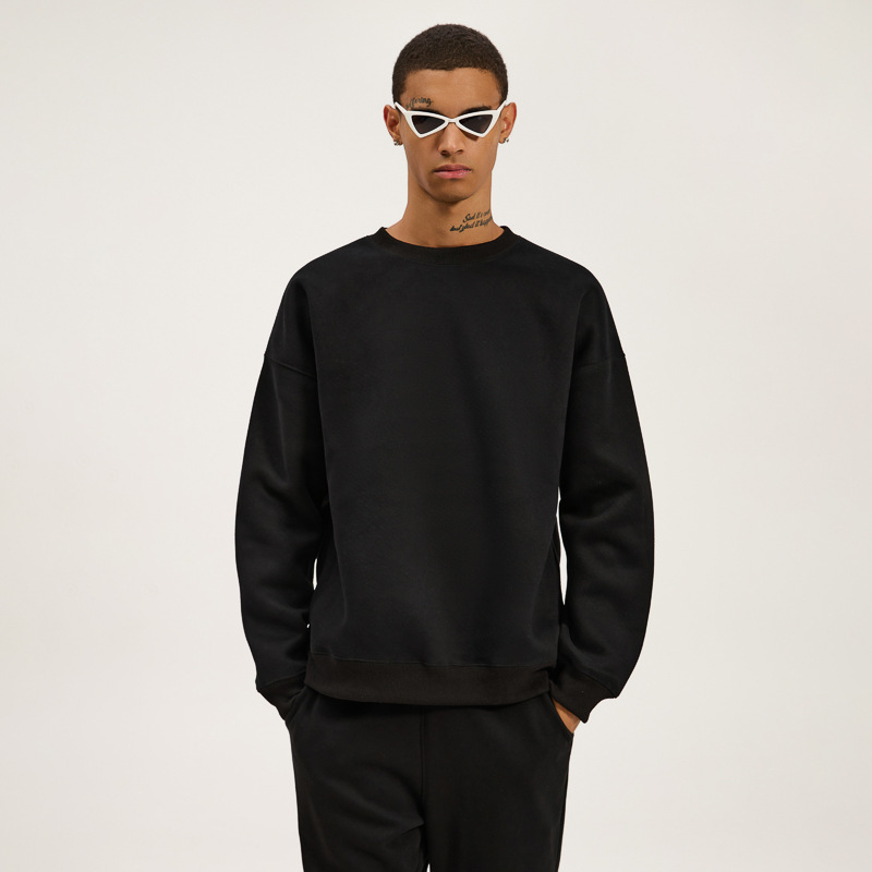 Winter New Pullover Sweater 420g Composite Imitation Cotton Crew Neck Sweater, Couple Casual Versatile Sweater_voghion.com