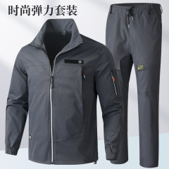 春と秋の作業服大ポケットセット工装労働保険服快適でゆったりとした機械修理男建築工事現場の労働者の印字