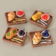 娃娃屋迷你仿真面包模型摆件手工diy刀叉桌面场景托盘装饰品配件