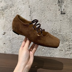 内增高3cm~方头复古芭蕾单鞋女鞋子2025年春秋季厚底法式玛丽珍鞋