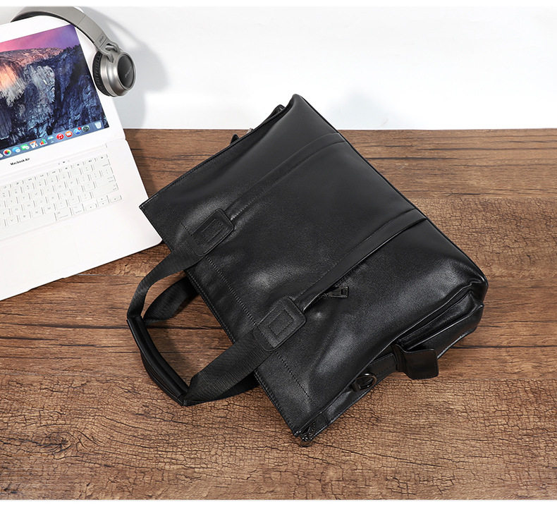 Túi xách tay nam da bò thật đựng laptop 15,6 inch 40×13×29 cm — Túi nhỏ màu đen không bên, Màu Đen Cỡ Nhỏ Có túi bên, Túi không bên cỡ lớn màu đen, Màu đen lớn có túi bên chi tiết 8