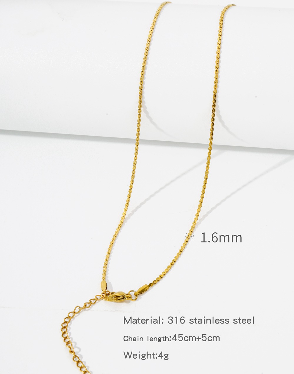 1 Piece Titanium Steel Gold Plated Solid Color Chain display picture 6