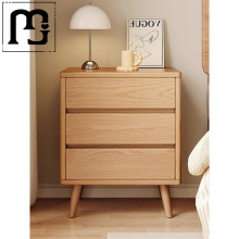 曼培实木床头柜卧室家用现代简约窄小型置物柜储物收纳柜子加高床