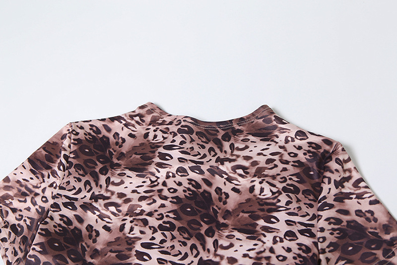 Mono sexy de manga corta con estampado de leopardo, ajustado, sin espalda y con personalidad para otoño e invierno, ropa para mujer