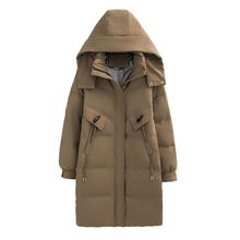 正品波可登女士羽绒服中长款冬装新款白鸭绒韩版宽松休闲外套