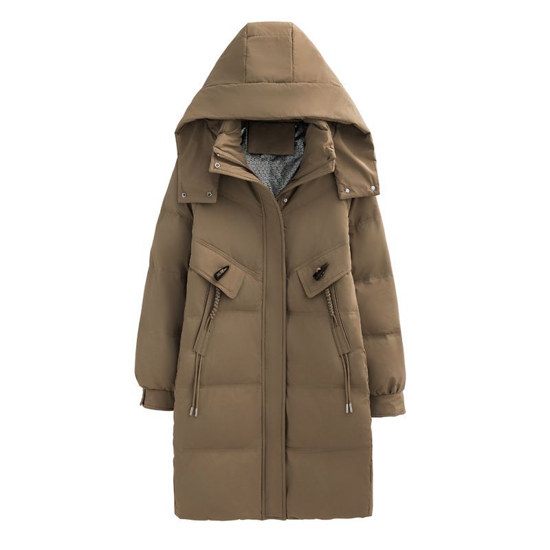 正品波可登女士羽绒服中长款冬装新款白鸭绒韩版宽松休闲外套