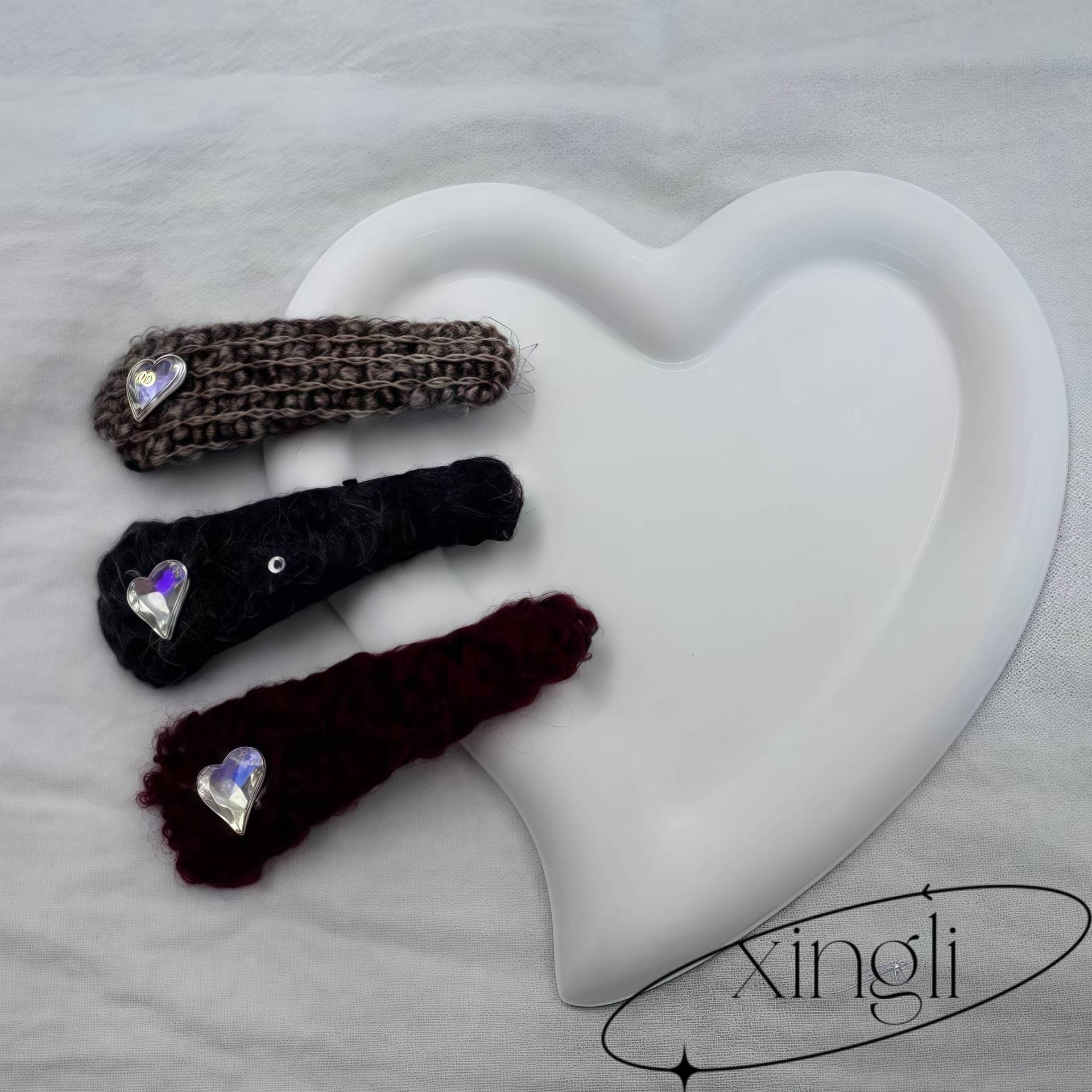 Autumn and Winter Plush Diamond Heart Hairpin Sweet and Cute Bangs Clip Bb Clip Girly Heart Hairpin Side Clip Hair Accessories Headdress