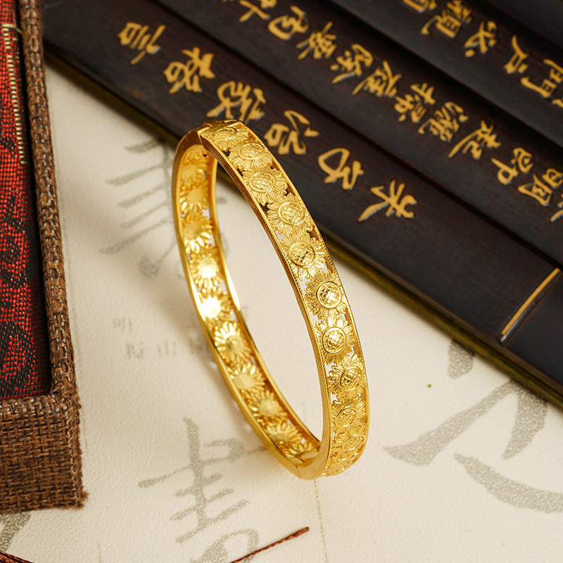 Brazalete de sol de oro Gufasha temperamento femenino China girasol floral brazalete de fichaje fábrica al por mayor