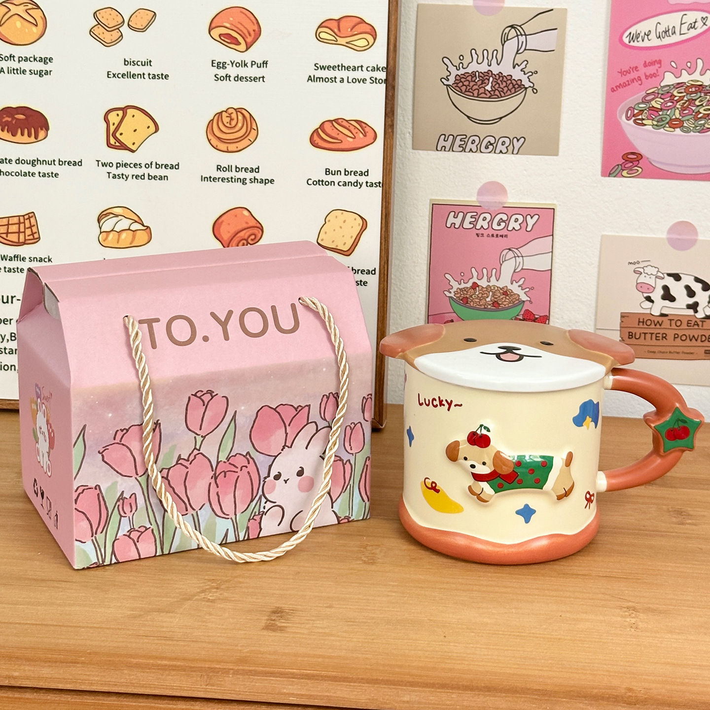 Taza de cerámica inteligente de perro de salchicha taza con tapa de taza de agua de estudiantes para el hogar regalo de cumpleaños taza de pareja