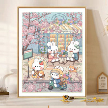 新品樱花兔十字绣2024年新款线绣客厅感小件玄关卧室手工刺绣绣品