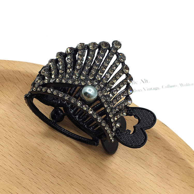 크라운 합금 말꼬리 클립 [블랙]]