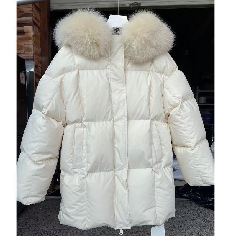 Moscow's Winter New Standard 90 White Duck Down Fox Fur Collar Down Jacket