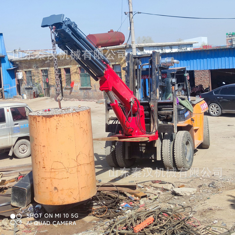 可转向吨包吊臂液压升降前置叉车飞臂吊可加吊篮卷扬机尾吊随车吊