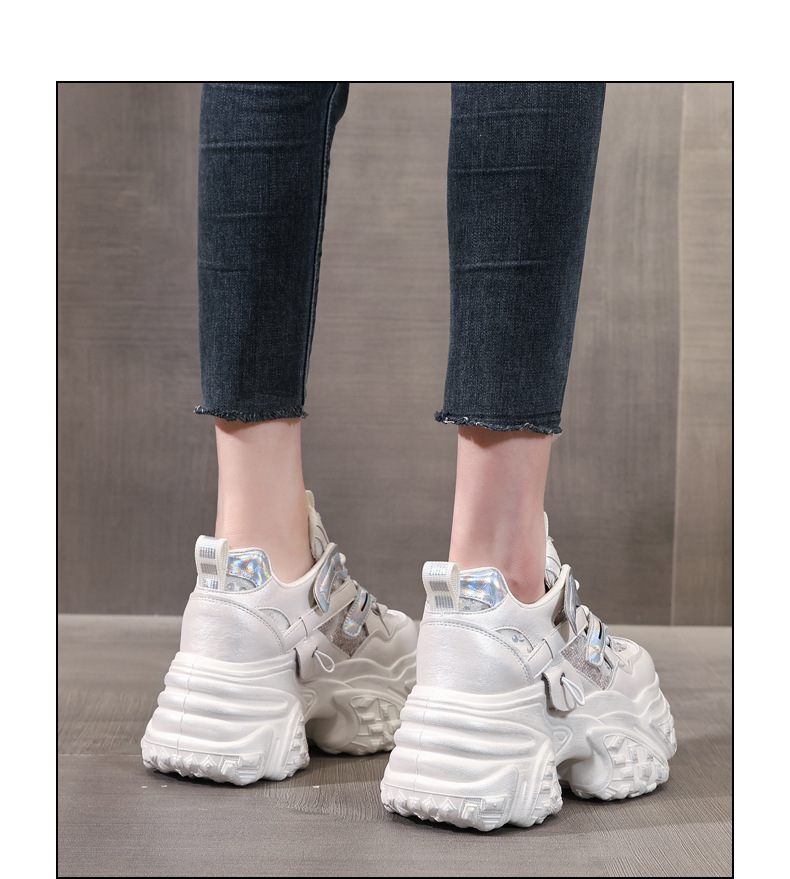 Giày sneaker nữ đế dày tăng chiều cao bên trong, đế bánh xốp mềm mại — Lưới đôi màu hồng nude chi tiết 14
