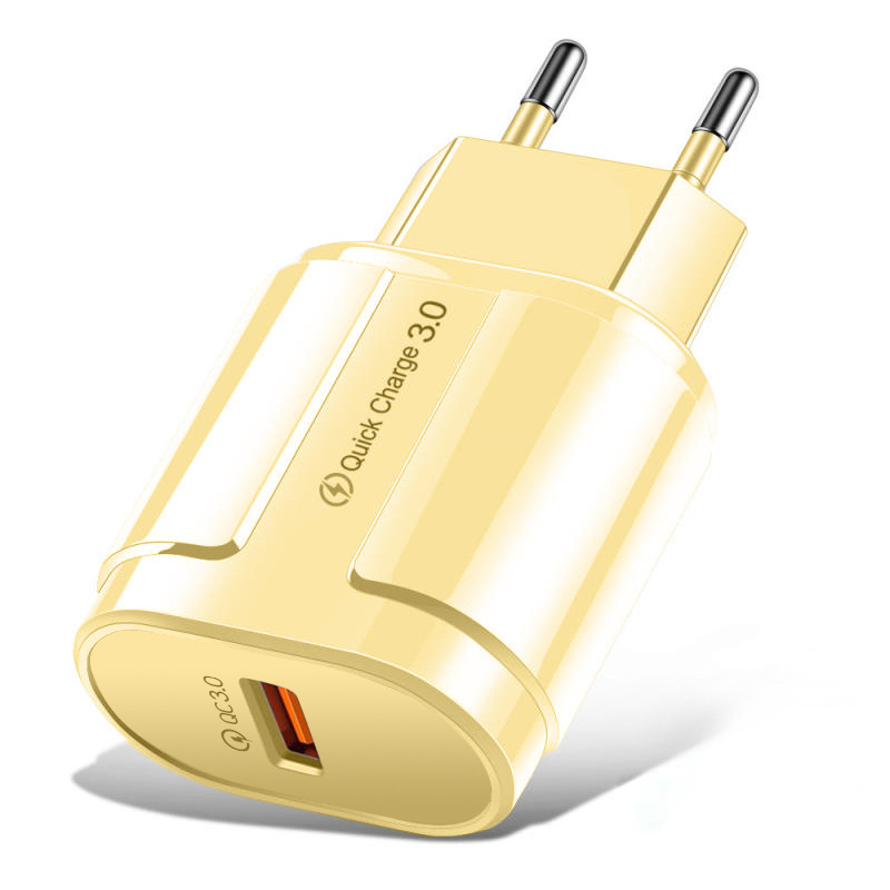 Estuche europeo y americano de carga rápida QC3.0 puerto único 5V/3A cabezal de carga carga rápida carga flash cargador de teléfono inteligente